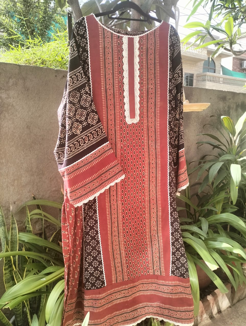 Two Toned Ajrak Kurta