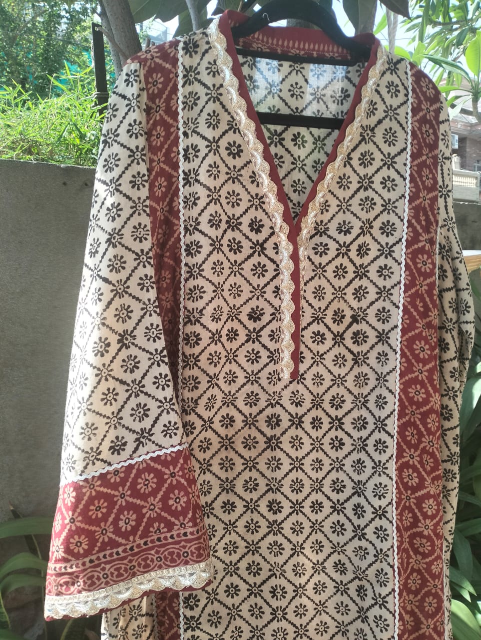 Two Toned Ajrak Kurta