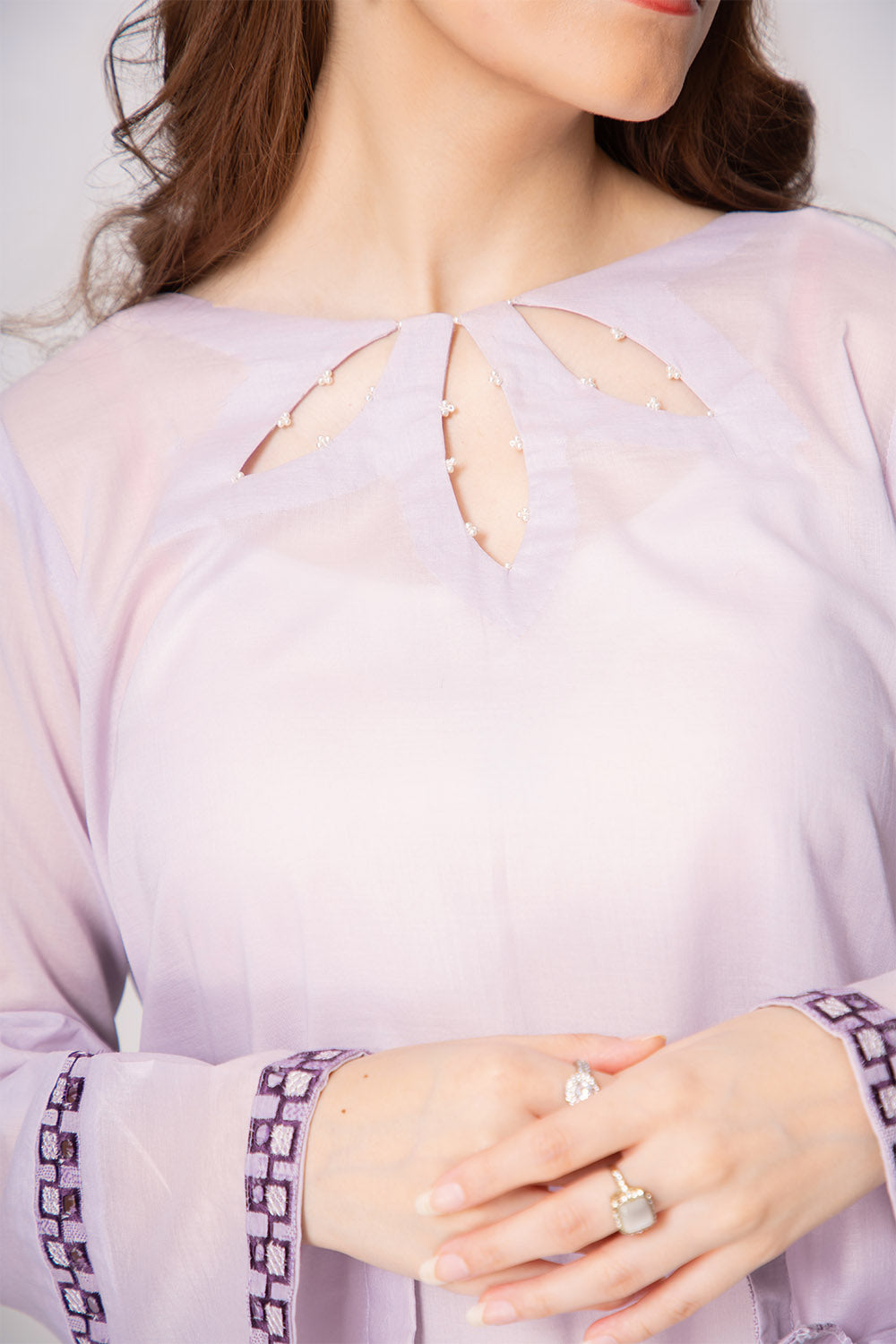 Lavender - Embroidered Shirt
