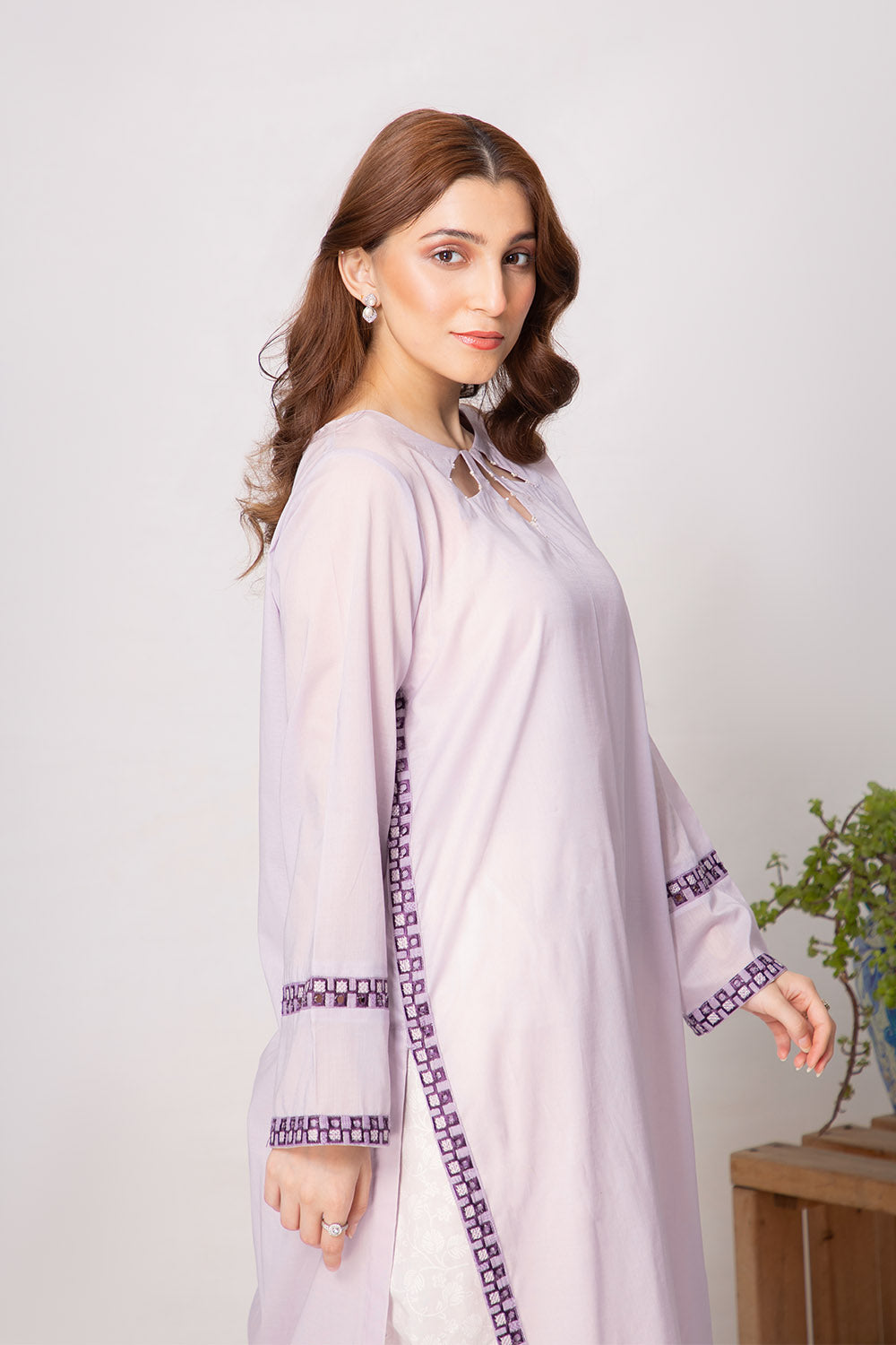 Lavender - Embroidered Shirt