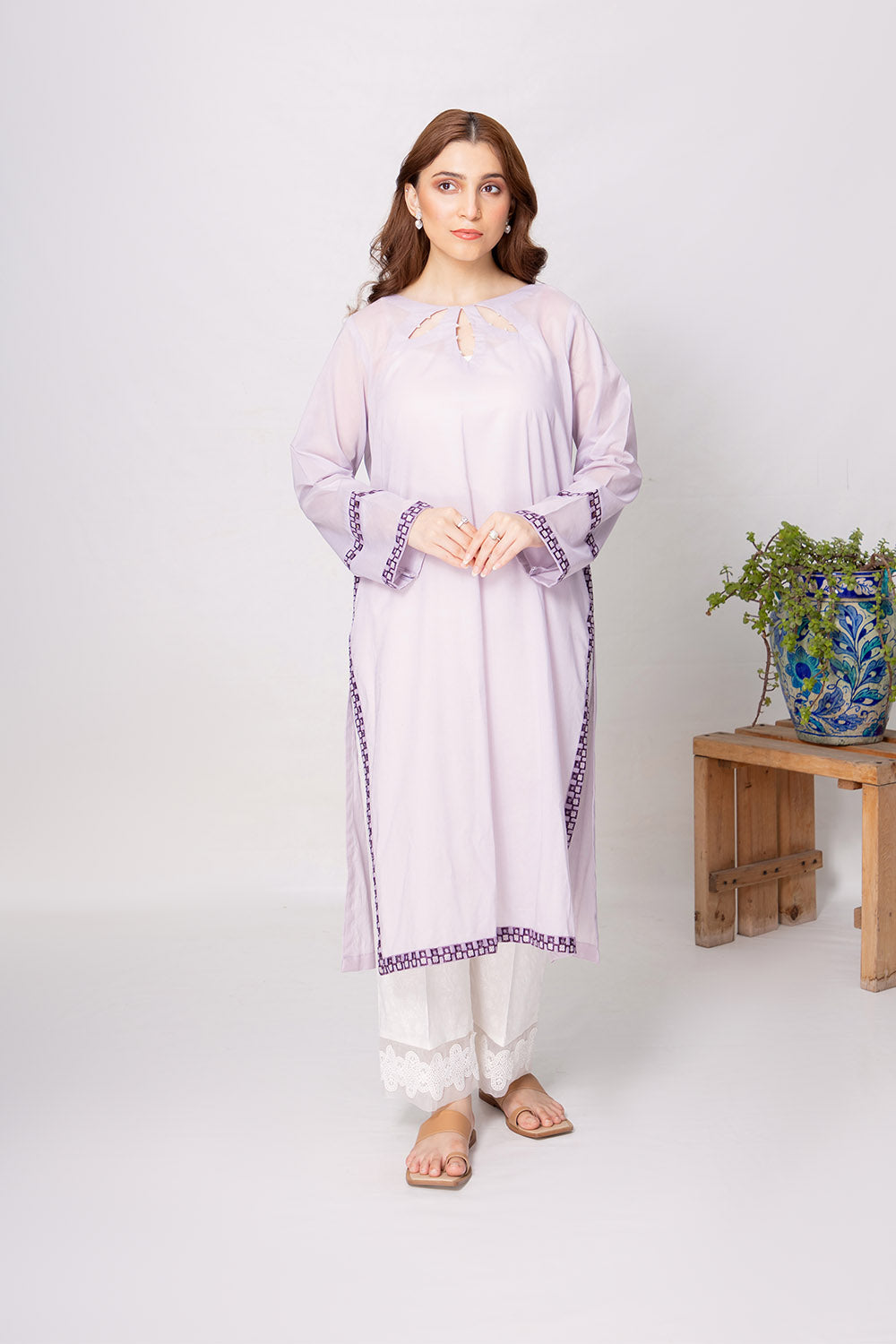 Lavender - Embroidered Shirt