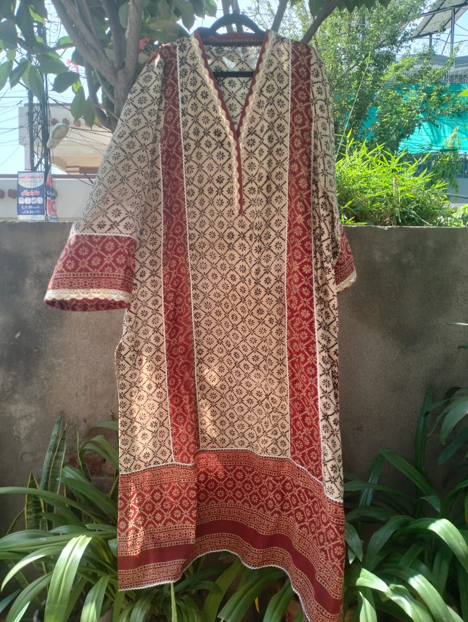 Two Toned Ajrak Kurta