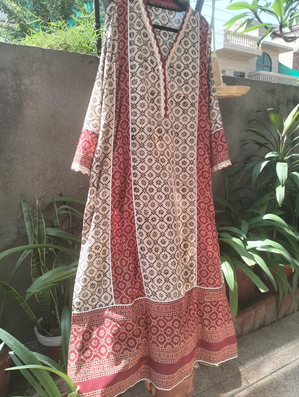 Two Toned Ajrak Kurta