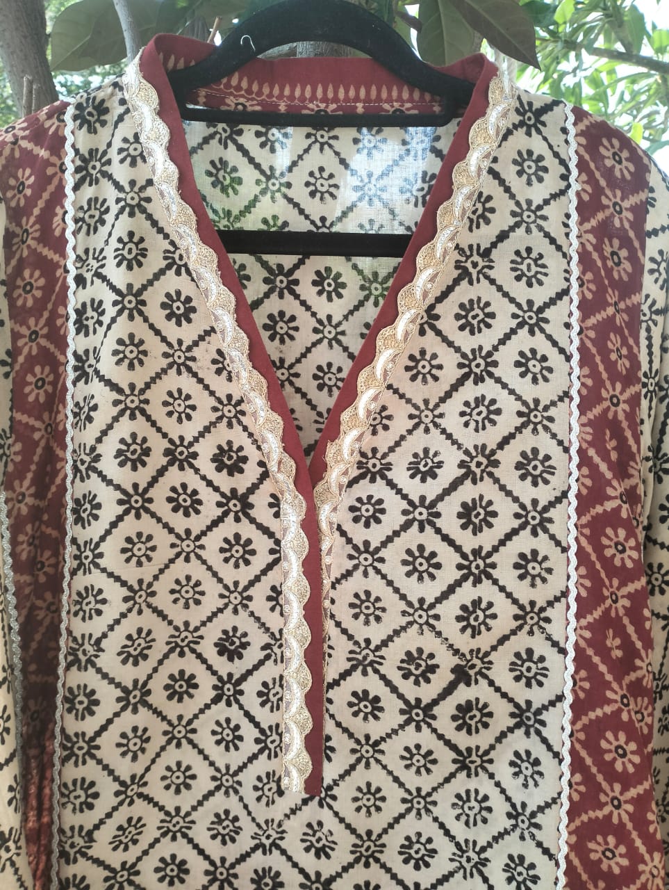 Two Toned Ajrak Kurta