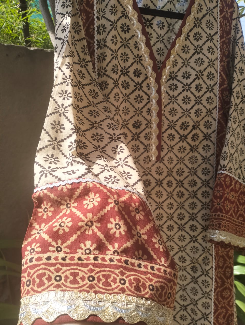 Two Toned Ajrak Kurta